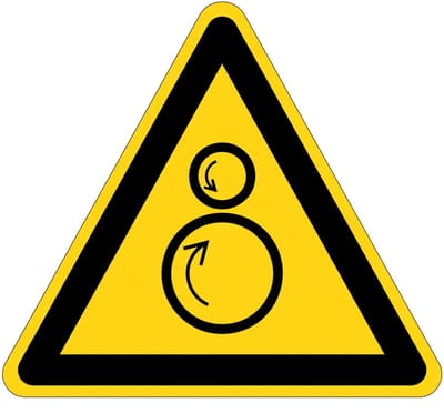 Draaiende rollen waarschuwingsbord - W025 | gecoat dibond materiaal | 15 cm