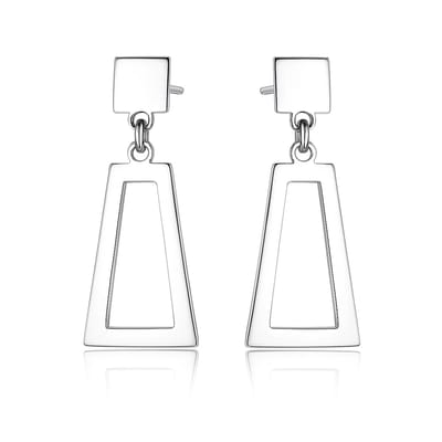 Zilver Oorhangers - Zilveren Oorhangers - Silver Geometric Dangle Earrings - Amona Jewelry