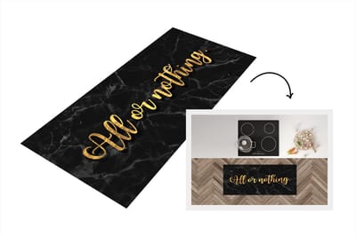 Keukenloper - Loper keuken - Spreuken - Goud - Zwart - Marmer - 120x50 cm - Keukenloper vinyl