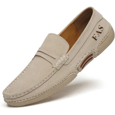 Lente en Herfst Gommino Heren Nieuwe Echt Lederen Heren Casual Leren Schoenen Zomer Ademend Eén Pedaal Luie Schoenen 43 beige