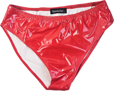 BamBella® Erotische onderbroek - Maat S/M - Wetlook slip Dames - Rood Datex mix latex en stof ondergoed Sexy BDSM kleding