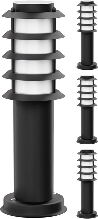 Padverlichting Set - Buitenlampen - Tuinpad Verlichten - Spatwaterdicht IP44 - 39 cm Hoog - Zwart