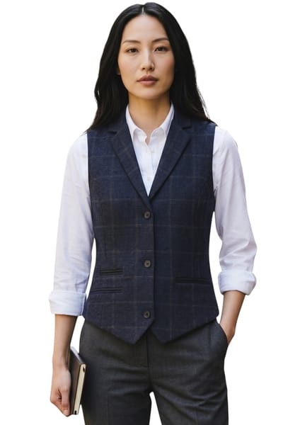 Dames marineblauw op maat gemaakte tweed vest formeel vest - TPSTZ-7