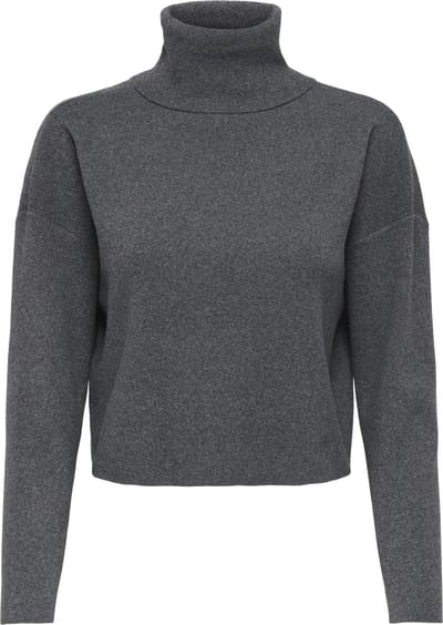 Only Trui Onlama Life Ls Rib Rollneck Cc Knt 15350404 Medium Grey Melange Dames Maat - S