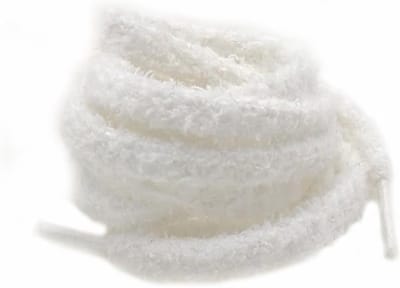 Zachte elastische ronde veters 2 paar - 8mm, 100cm, witte fuzzy veters voor sneakers en canvas schoenen, comfortabel en duurzaam