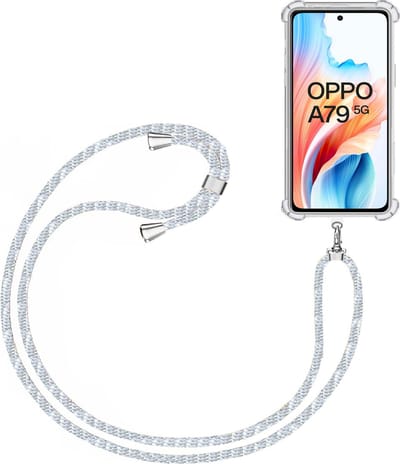 Telefoonkoord + Hoesje Geschikt voor OPPO A79 5G - Lengte Verstelbaar - Telefoonketting - Shock Proof Case - Baby Blauw