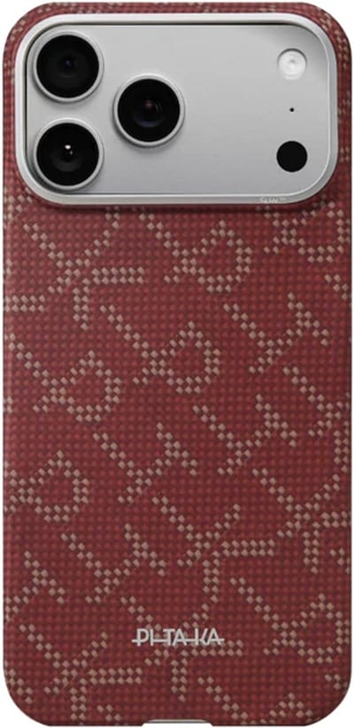 Pitaka Ultra Slim Hoesje iPhone 17 Pro – Compatibel met MagSafe – Krasbestendige Camera Bedieningsknop – Vervaardigd uit Luchtvaartwaardige Aramidevezel - Rood