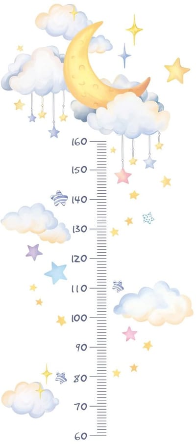 Dailygoods- Muursticker Babygroeigrafiek - Zelfklevend PVC - Aquarel Ontwerpen - Schattige Kinderkamer - Mijlpalen Registreren - Muren Beschermen - Groeimeter
