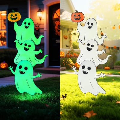 6pcs Metal Halloween Headstones Decoration Creepy Rip Headstone Outdoor Fluorescent Halloween Headstones for Cemetery - ShopVlot