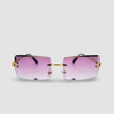 Montuurtjevoorjou - Rectangle Gold Purple - Zonnebril - Heren - Dames - Festival Bril - Paars