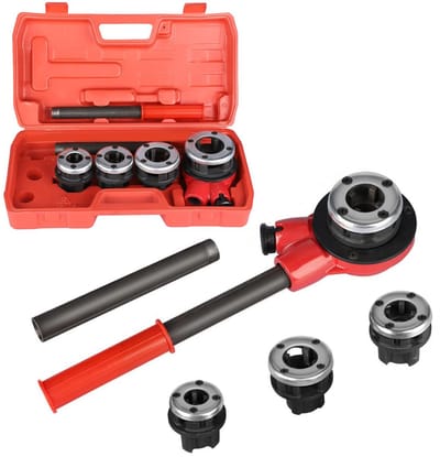 LIVIA HOME- Draadsnijset 7-delig - Tapstempelset - Waterbuis - Hydraulische Draadsnijder - Smeedbaar IJzer - Compacte Opberging - Pijpdraadsnijder