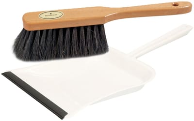 Benson White magic Stoffer en blik set - Handveger Paardenhaar van 30 cm - wit metalen stofblik - 24 x 39 cm - Opvegen - Schoonmaken
