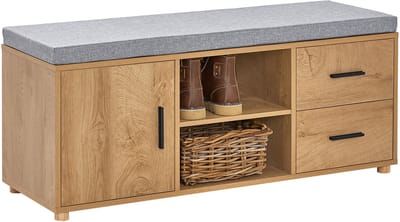 SoBuy FSR148-N Schoenenbank - Wood Composite Opbergbank met Planken & Lades