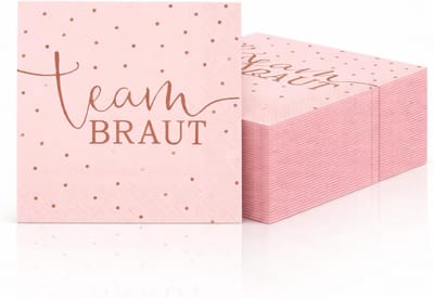 40 stuks servetten Team Braut in roze roségoud - elegante papieren servetten gestippeld voor Bride - ShopVlot