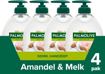 Palmolive Naturals Amandel Handzeep - 4 x 500ml - Milde Handzeep - Voordeelverpakking