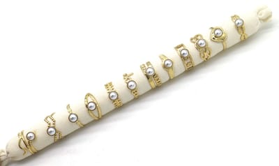Ringenset - parels - verstelbaar - goudkleurig - zomer - dames - accessoire - vakantie - festival