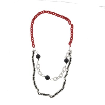 Behave - Ketting dames - Wit - Zwart - Rood - Kralen - 80 cm