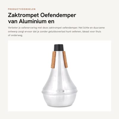Dailygoods- Trompetdemper Aluminiumlegering - Oefendemper - Zaktrompet - Kurkstrips - Jazz - Lichtgewicht