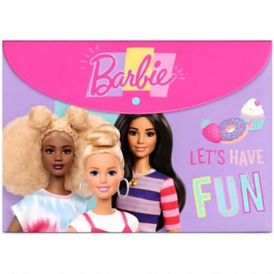 Barbie documenthouder - Opbergmap voor kinderen - A4 papierhouder voor meisjes - School insteekmap, dossiermap, sorteermap, schrijfmap - Happy Thoughts - Roze/paars
