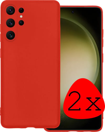 Hoesje 2 Stuks - Geschikt voor Samsung Galaxy S23 Ultra - Sterk & Shockproof - Case Siliconen - Back Cover - Telefoon Hoes - Rood