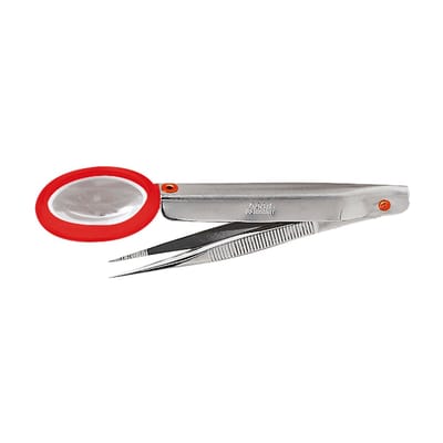 Vergrotende pincet met 3-voudige vergroting, diameter 25 mm, lengte 80 mm, speciaal gereedschap voor zwaar werk