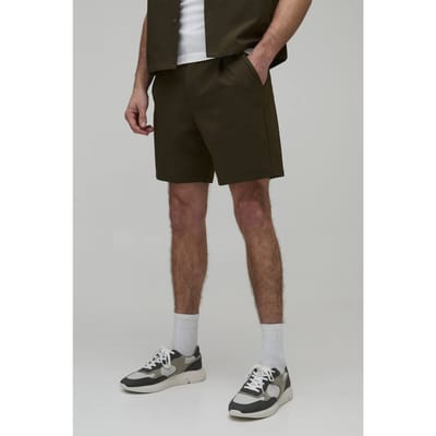 Slim Fit Technische Short Van Middellange Lengte | Khaki | Size XS