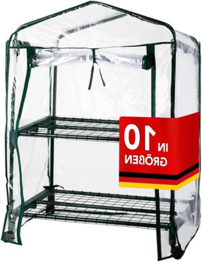 Foliekas met rooster - Plantenhuis metaal - Planten beschermen - UV-bestendig weerbestendig - 68x49x96 cm