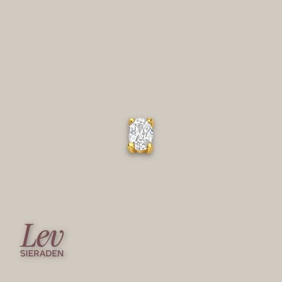 Lev Sieraden - Ovaal zirkonia labret piercing - 925 zilver verguld