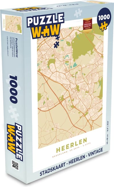 Puzzel Stadskaart - Heerlen - Vintage - Legpuzzel - Puzzel 1000 stukjes volwassenen - Plattegrond