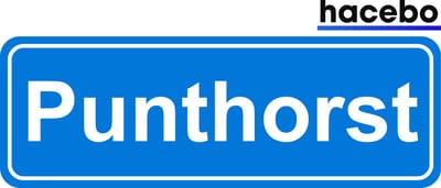 Hacebo - Plaatsnaam Sticker - 29x10 CM - Punthorst sticker - Verkeersborden sticker - grappige cadeaus - Punthorst