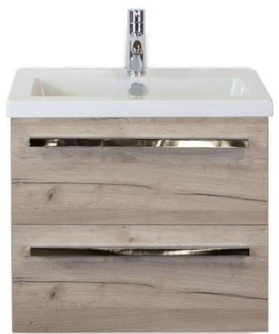 Seville Badmeubelset 60 cm - Craft Oak - Keramische Wastafel Wit Djazz