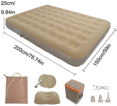 Allero Luchtbed - Luchtbed Met Ingebouwde Pomp - Opblaasbaar Bed - 5 Min Opblazen - 200x150 cm - 3-in-1 Mondstuk - Incl. Kussen