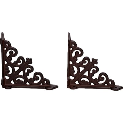 Lot de 2 Supports d'Étagère Décoratifs Angle Droit Métal Robuste Supports d'Étagère Anciens pour Étagères Flottantes DIY Marron 3.86x3.86x0.98in marron