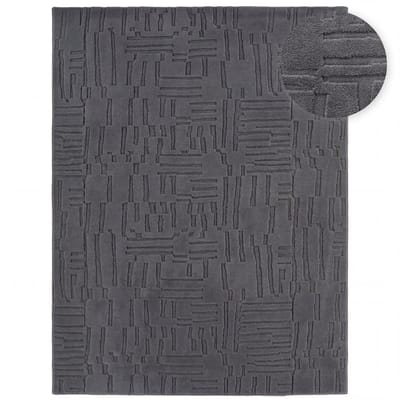 Paco Home Vloerkleed Woonkamer Hoogpolig Scandinavisch Boho Geometrisch Abstract Wasbaar Antraciet 120 cm Rund