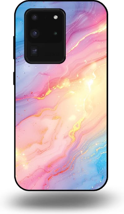Smartphonica Telefoonhoesje Geschikt voor Samsung Galaxy S20 Ultra met Regenboog Glitter Marmer Opdruk - TPU Backcover Case Rainbow Glitter Marble Design geschikt voor Samsung Galaxy S20 Ultra