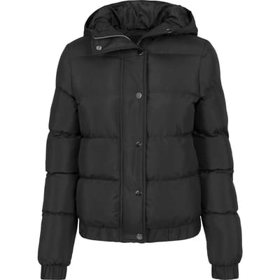Urban Classics Ladies Hooded Puffer Jacket Tussenseizoensjas zwart S Dames