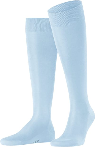 FALKE Tiago lang eenkleurig fil d'Ecosse katoen kniekousen heren blauw - maat 41-42