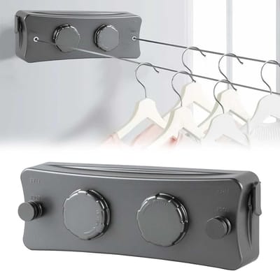 Dailygoods- Waslijn Intrekbaar - Wandmontage - Ruimtebesparend - Verstelbaar - Heavy-duty Draagvermogen - Veilig met Spanningsregelaar - Kledinglijn