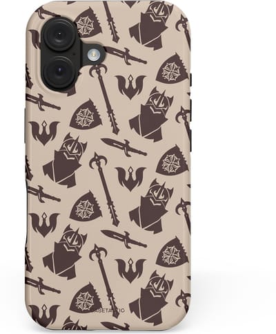 Casetastic hoesje geschikt voor Apple iPhone 16 - MagSafe - Dubbellaagse bescherming - Eeuwige paladin - Fashion Case - Zilver Zand Donkergrijs