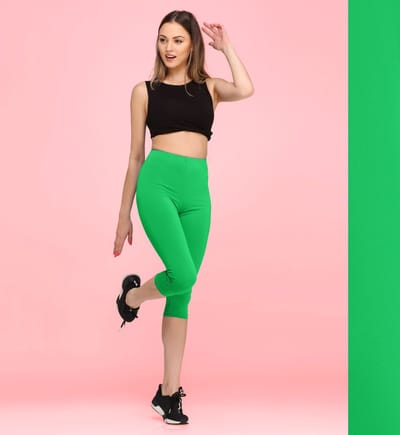 Bellivalini BLV-BLV50-148-LE Dames Capri Leggings - Sport - Vrijetijdsbroek - 3/4 Lengte - Viscose - Sporbroek - Yogabroek - Groen - S