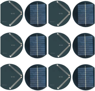 Set van 6 ronde zonnepanelen van polykristallijn silicium, mini-zonnepaneelmodules, geschikt voor lichtgewicht speelgoedladers, kleine zonnecellen, enz., 90 x 90 mm, 5V, 100mA
