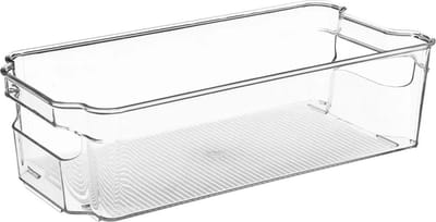 5Five Koelkast/keuken organizer mand/bak - transparant - kunststof - L31 x B15 x H9 cm - groente/fruit lade - 5 liter