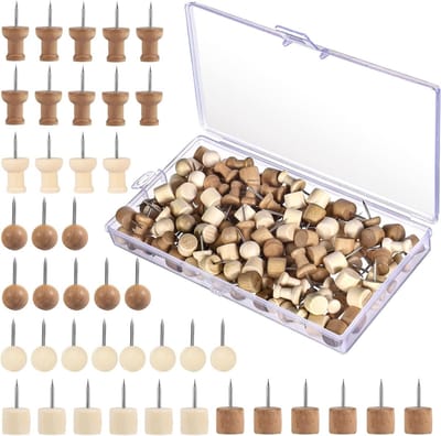 Houten Punaises - Houten Kop - Inclusief Opbergdoos - 150 Stuks - Voor Kantoor, School, Thuis
