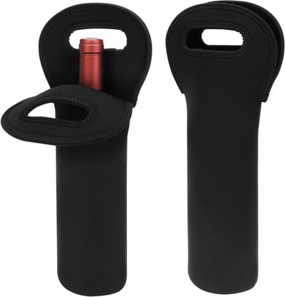 2-Pack Geïsoleerde Enkele Fles Reisdrager - Draagbare Neopreen Wijnhouder voor Picknicks en Buitenactiviteiten met Stevige Grip en Handige Schouderbanden