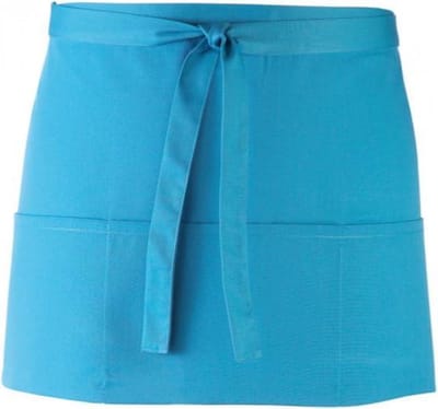 Kort schort met 3 open zakken pr155 |turquoise| restaurant schort | bedieningsschort | 12 verschillende kleuren| horeca kleding