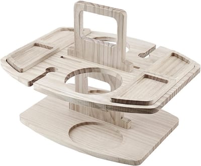 Vouwbare Picknicktafel met Houder voor Rode Wijn, Houten Snacktray voor Buiten, Perfect voor Camping en Strandactiviteiten