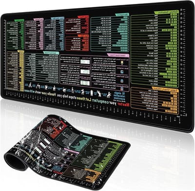 Excel Bureauonderlegger - Excel Spiekbrief Mat - Efficiënter Werken - Met Excel Sneltoetsen - 80 x 30 cm - Grijs