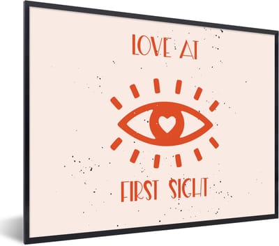 Fotolijst incl. Poster - Liefde - Koppel - Quotes - Love at first sight - 40x30 cm - Posterlijst