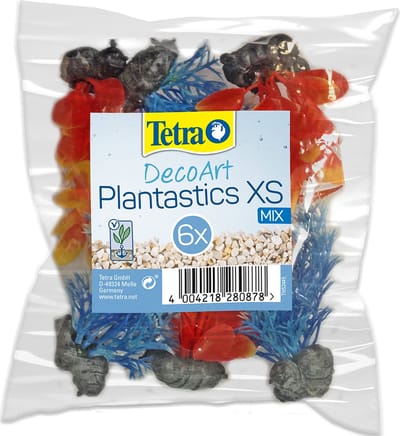 Tetra kunstplantjes - Aquariumplanten blauw/oranje - Mini - 6 stuks