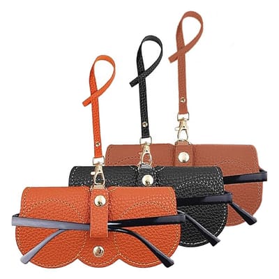 Dailygoody - Zonnebrillenetui - Slanke brillenkoker - Beschermhoes - Oranje, zwart, bruin - Draagbare bril organizer - Geschikt voor uniseks-volw